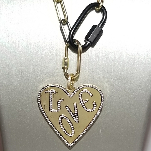 Penny Foggo - Carabiner Paperclip chain with gem cookie, star and spike necklace